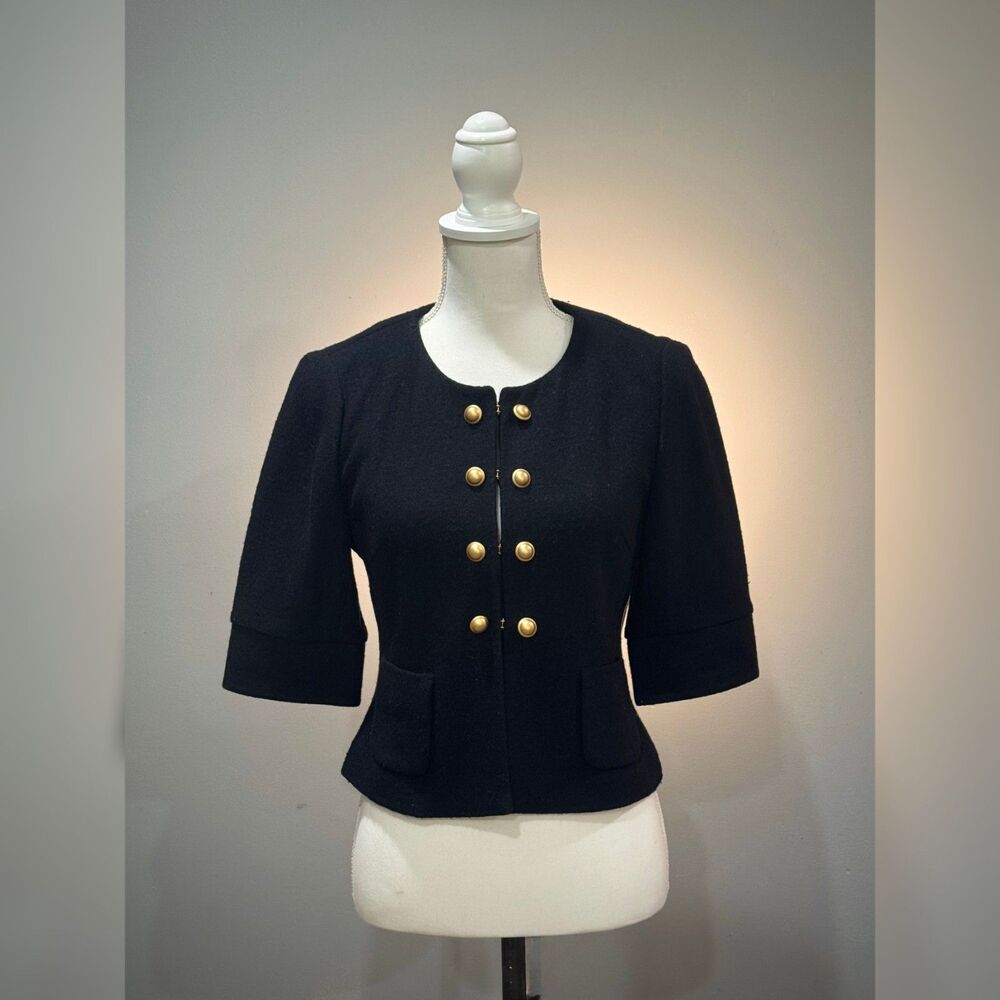 Black LOFT Cropped Double Breasted Jacket Size S EUC